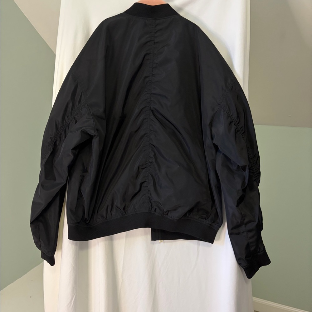 Express Black Bomber Jacket with embroidered patc… - image 3